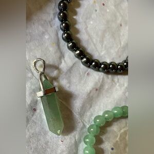💥GREEN AVENTURINE beaded bracelets & Pendant Set💥 NIB